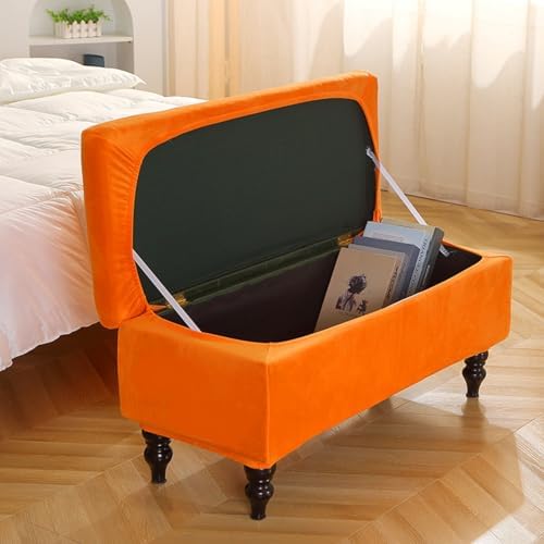 Velvet Storage Ottoman Cover for Footstool and Bench