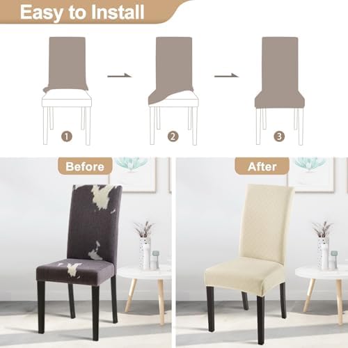 SearchI Dining Chair Covers Set of 4 Beige Rhombus