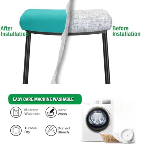 Stool Covers Rectangle Set of 4 with Elastic Band Turquoise