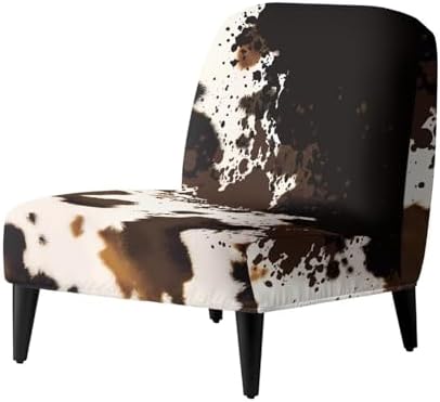 Stretch Armless Chair Slipcover with Cow Print Design