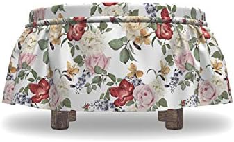 Ambesonne Spring Ottoman Cover 2 Piece Set Pink Cream