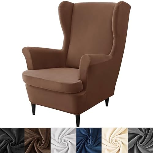 HFCNMY Wingback Chair Covers 2 Piece Stretch Velvet
