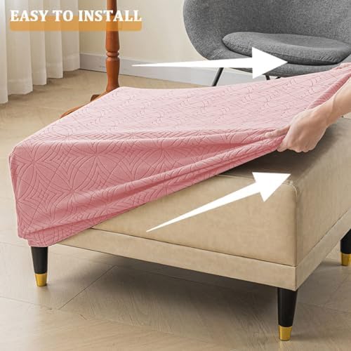 Bifaunvogel Rectangle Folding Ottoman Cover with Elastic Bottom S Pink