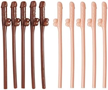 Bachelorette Party Pecker Penis Straws Beige Brown