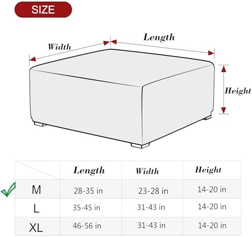 HFCNMY Stretch Square Ottoman Cover Beige Medium