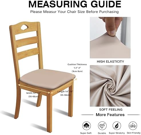 Leather Stretch Chair Covers with Elastic Ties 4 PCS Khaki