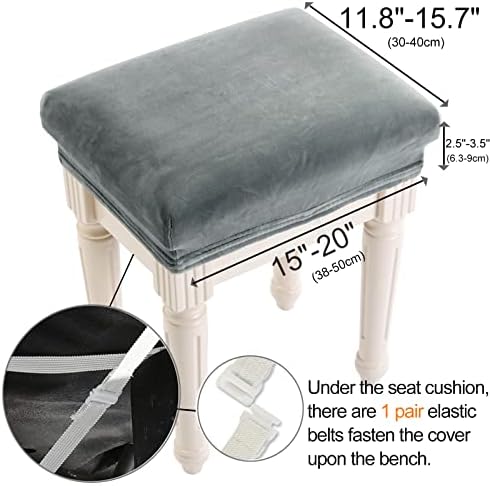 SINOSO Vanity Stool Covers Set of 4 Dark Grey Velvet Rectangle