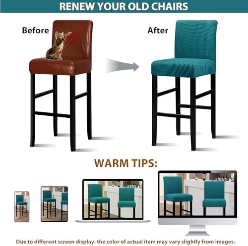 Lellen Bar Stool Covers Set of 2 Peacock Blue