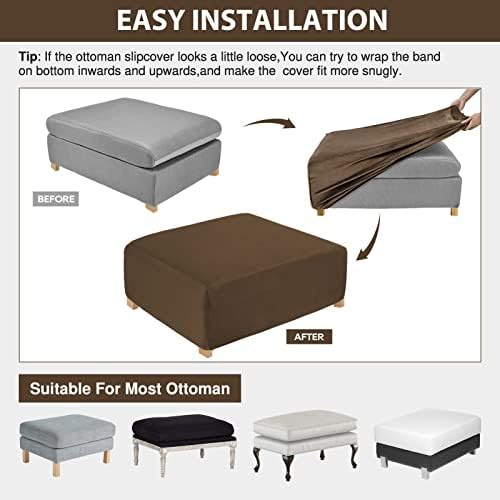 NeColorLife Velvet Square Ottoman Cover Large Brown