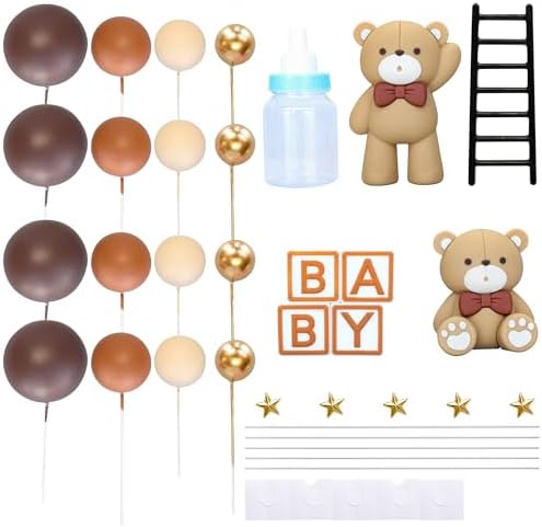 Gyufise 33Pcs Baby Bear Cake Topper Decorations