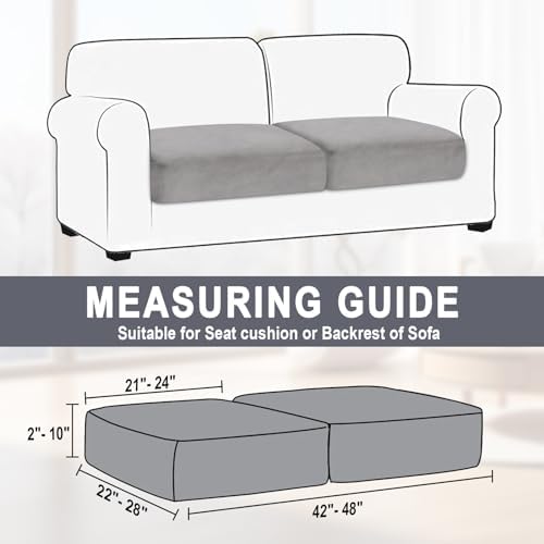 Velvet Couch Cushion Cover 2 Pieces Stretch Seat Slipcover