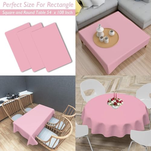 Childom 3 Pack Pink Plastic Tablecloths for 8 Foot Tables