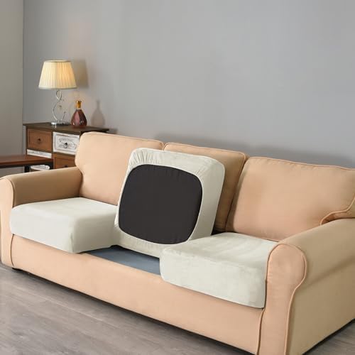 Vctops 3 Piece Velvet Stretch Sofa Cover Set