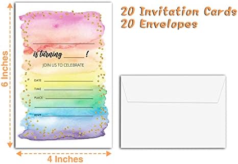 Colorful Rainbow Birthday Invitations Set of 20