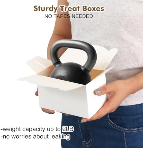 Moretoes 48 Pack White Party Favor Treat Boxes with Handles