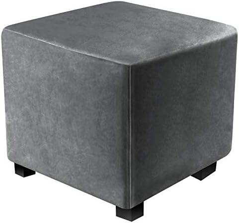 DUJUIKE Velvet Ottoman Cover with Elastic Bottom