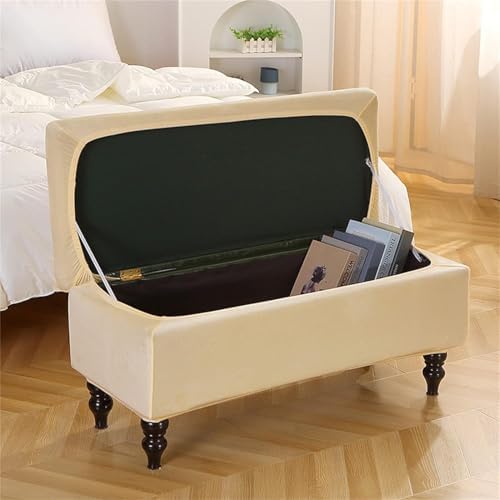 Yvessvi Rectangular Ottoman Cover Stretchable Storage Bench Footrest Slipcover