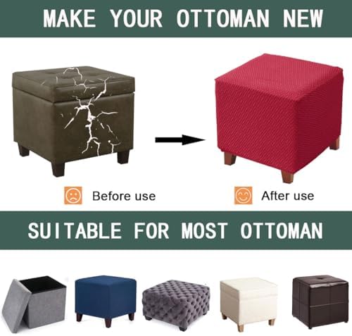 Bifaunvogel Wine Red Square Ottoman Slipcover