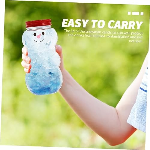 Garneck 10Pcs Snowman Milk Tea Beverage Bottles with Lids