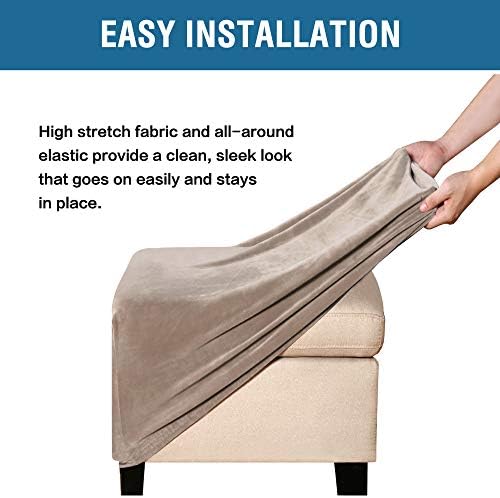 ADPON Velvet Ottoman Cover Stretch with Elastic Bottom