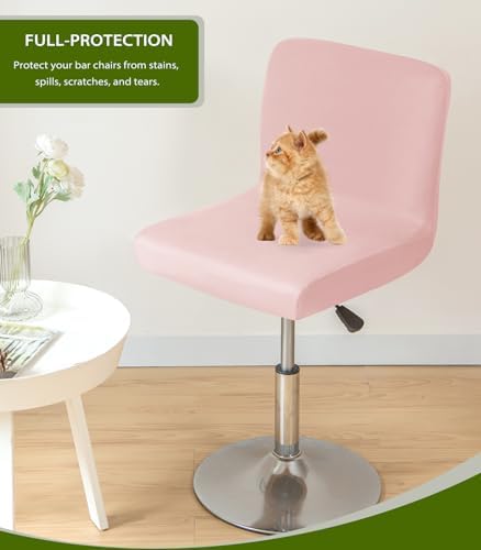 Gollense Stool Covers Set of 4 Stretchable Barstool Slipcovers with Backs Pink
