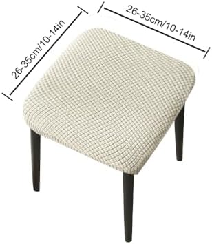 PODAY 2 Pcs Square Stool Covers 10-126in Beige White