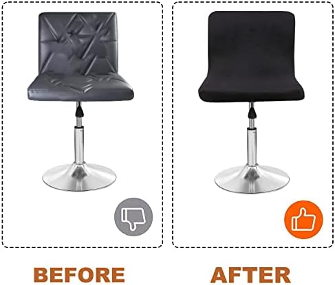 Velvet Bar Stool Covers 4PCS Black Stool Slipcovers for Counter Height Chairs