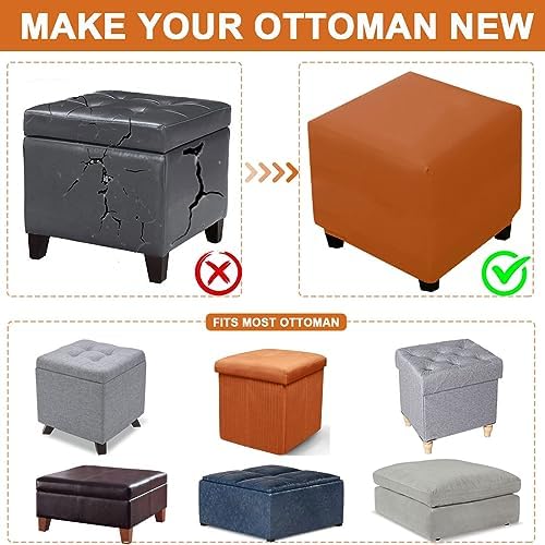 Bifaunvogel Waterproof Square Ottoman Slipcover Small Orange