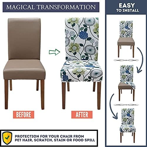 Springrico White Chair Covers 6 Pack Stretch Floral