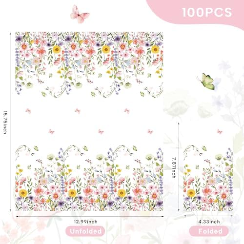 100pcs Wildflower Napkins 3 Ply for Baby Shower and Party