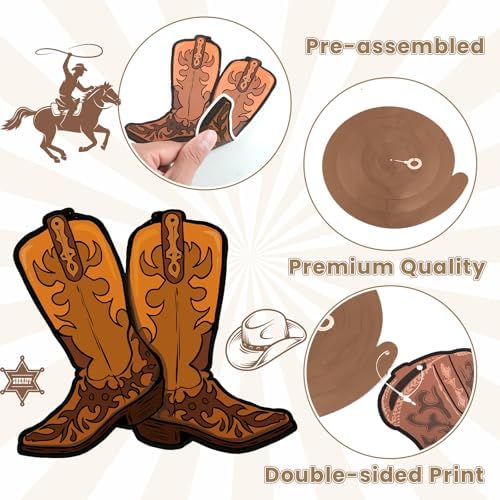60PCS Western Cowboy Boot Hanging Decorations for Parties