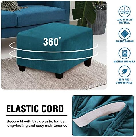 HVERSAILTEX Velvet Plush Square Ottoman Cover