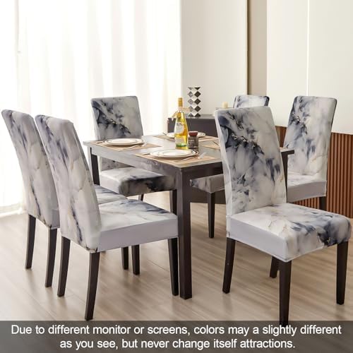 JQinHome Dining Chair Covers Set of 4 Gray Marble