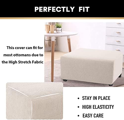 PrinceDeco Stretch Ottoman Cover Ivory Large Size