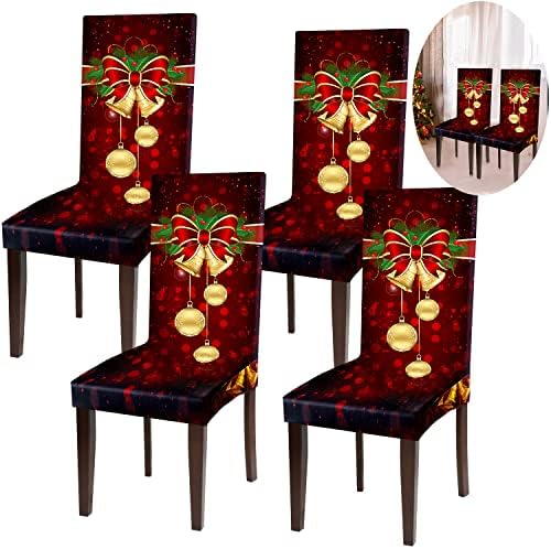 Boao Christmas Chair Covers Stretchable 4 Pack
