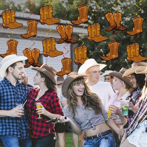 60PCS Western Cowboy Boot Hanging Decorations for Parties
