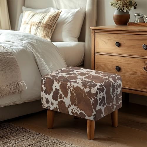Talayituse Brown Cow Print Stretch Velvet Stool Cover