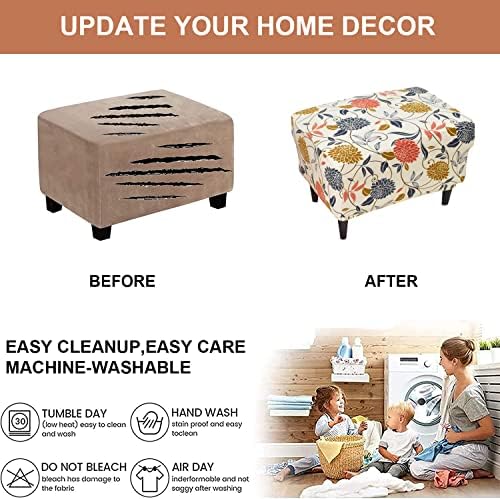 Eco-Ancheng Stretch Ottoman Slipcover for Footrest Stool 1