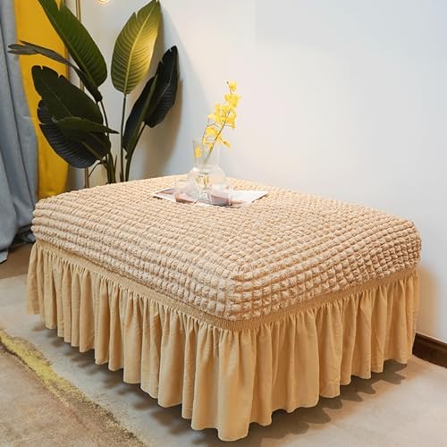 ZHUIYUAN Stretch Ottoman Slipcover with Skirt for Living Room Bedroom