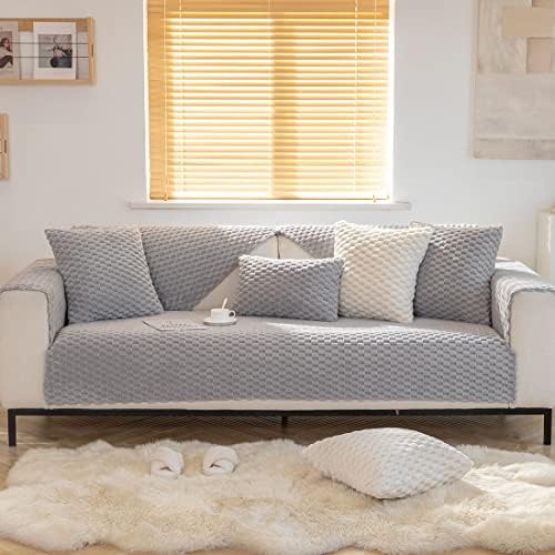vctops Fluffy Faux Fur Sofa Cover Non Slip Warm Sectional Slipcover