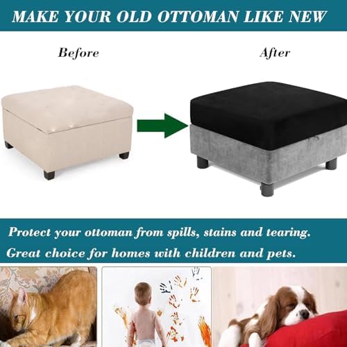 Velvet Square Ottoman Slipcover for Storage Ottomans