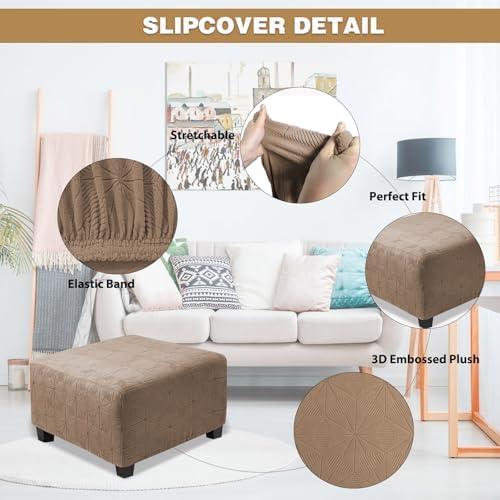 NeColorLife Large Square Ottoman Slipcover