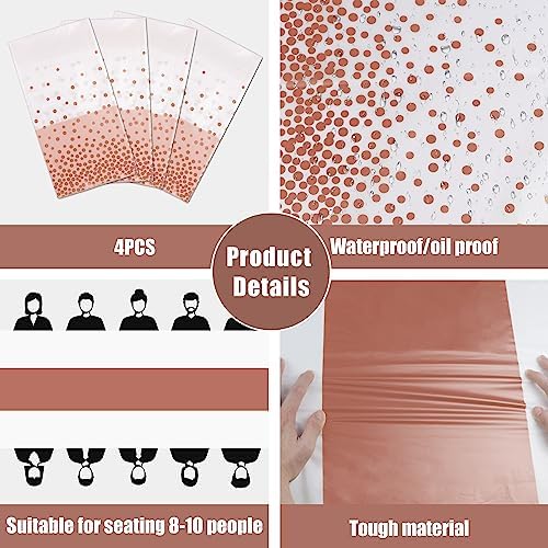 OHOME 4 Pack Disposable Plastic Table Cloths White Rose Gold 54x108