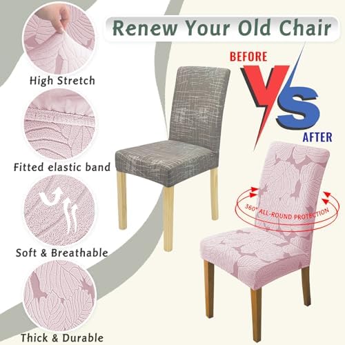 Dining Chair Covers Set of 4 Stretch Spandex Pink