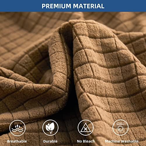 Eismodra Sofa Slipcover for 3 Cushion Couch Set Light Brown Stretchy Elastic
