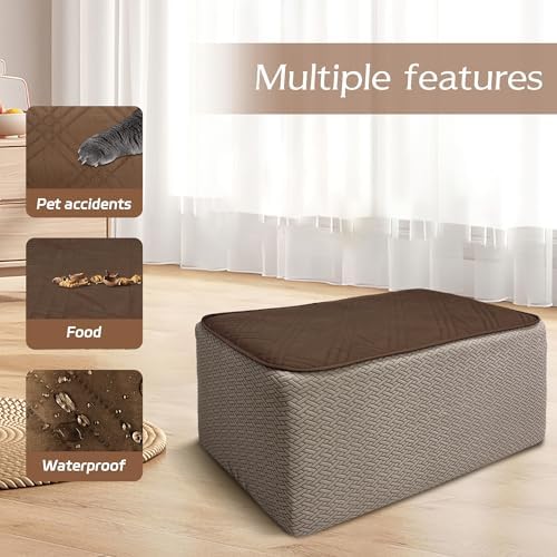 MEHIDFY Ottoman Cover Waterproof Stool Slipcover Quilted Stretch