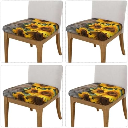 Sunflowers and Postcard Dining Chair Seat Covers 169 Four Pack