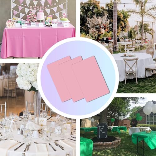 Childom 3 Pack Pink Plastic Tablecloths for 8 Foot Tables