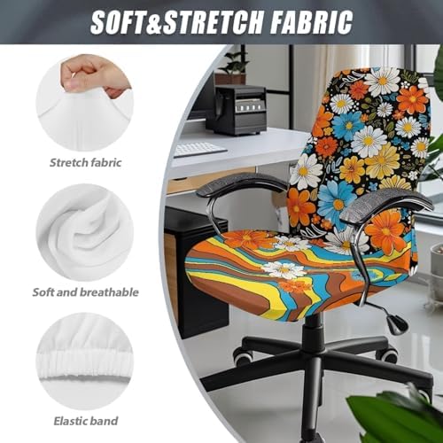 Hippie Flower Pattern Office Chair Cover Universal Fit