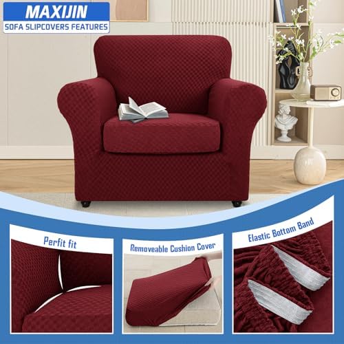 MAXIJIN 2 Piece Jacquard Chair Covers with Arms